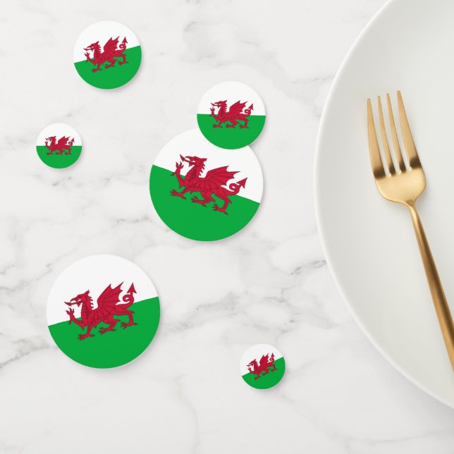 Table confetti with flag of Wales, UK (Group)