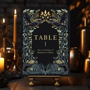 Table Corbeau gothique enchanté Mariage floral Numéro de