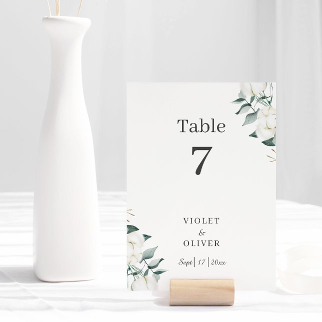 Table Coton d'Eucalyptus | Blanc moderne v2 Numéro de ta (Créateur téléchargé)