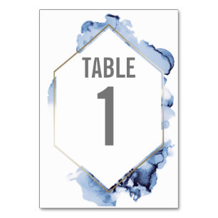 Table Couleur d'eau bleue Mariage Gold Frame Numéro de t
