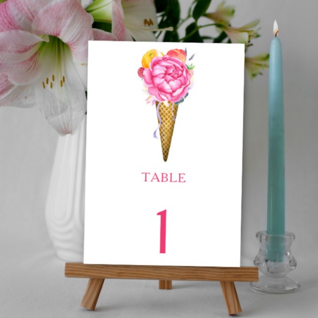 Table crème glacée de fleur d'aquarelle - numéro de tabl (Créateur téléchargé)