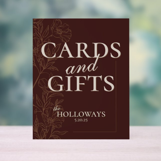 Table de cadeaux de mariage floral marron rustique (Neutre)