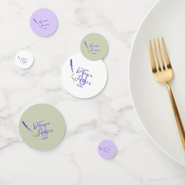Table de Mariage vert et violet lavande Confetti (Groupe)
