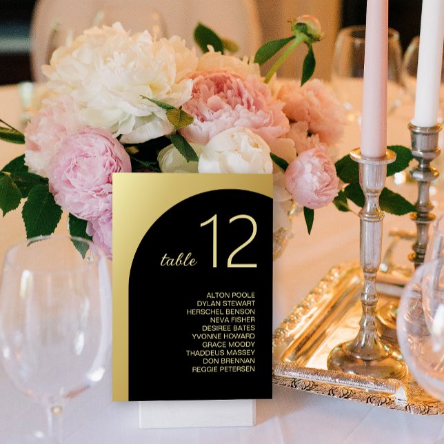 Table Elégant Black Gold Nom du client Mariage Numéro de (Elegant Black Gold Guest Name Wedding Table Number)