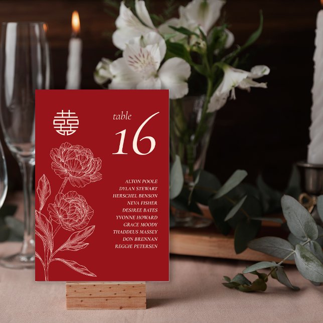 Table Elégant Flower Double Xi Guest Names Numéro de tab (Elegant Flower Double Xi Guest Names Table Number)