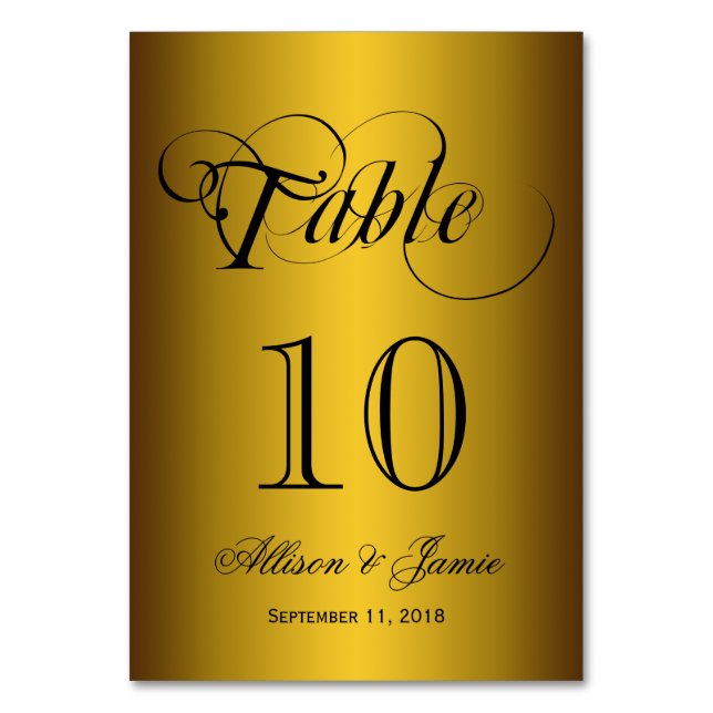 Table Élégant Mariage d'or de Sheen Classy Numéro de tab (Dos)