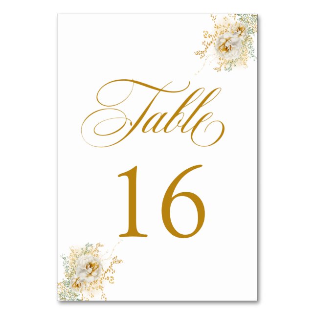 Table Élégant Mariage Floral Script or Numéro de tableau (Par défaut)