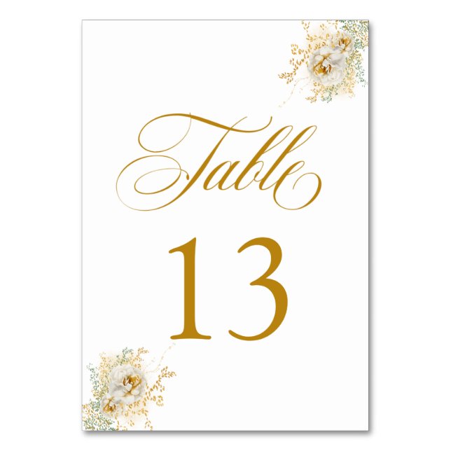 Table Élégant Mariage Floral Script or Numéro de tableau (Par défaut)