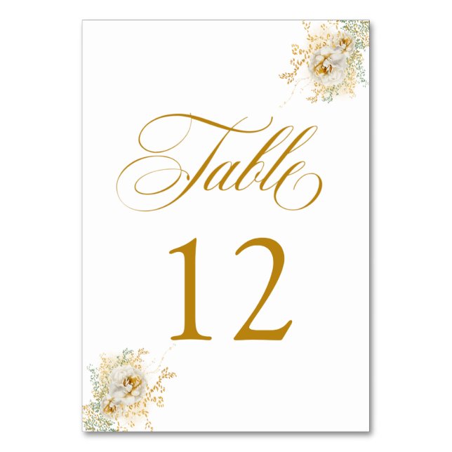 Table Élégant Mariage Floral Script or Numéro de tableau (Par défaut)