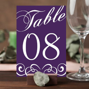 Table Élégant Mariage violet et blanc Numéro de tableau