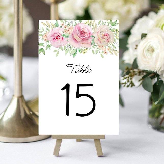 Table Élégant rose pâle rose roses Numéro de tableau (Créateur téléchargé)