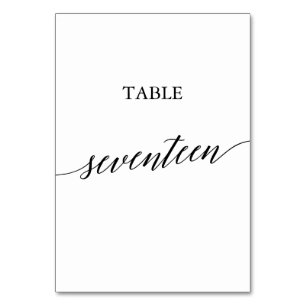 Table Élégante calligraphie noire Numéro de tableau Dix-