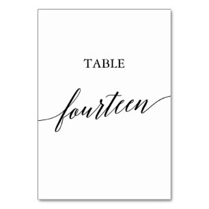 Table Élégante calligraphie noire Numéro de tableau Quat