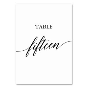 Table Élégante calligraphie noire Numéro de tableau Quin