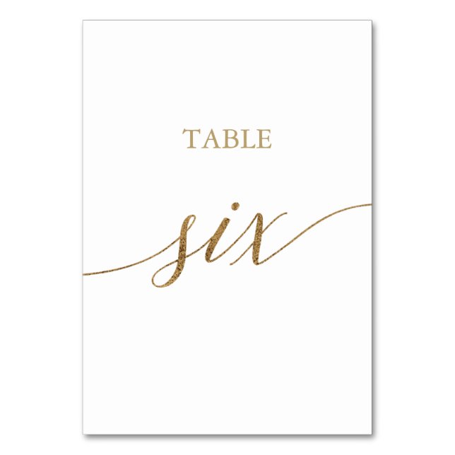 Table Élégante calligraphie Or Tableau Six Numéro de tab (Par défaut)