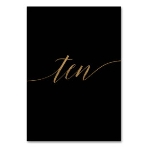 Table Élégante Gold Noir Calligraphie Dix Numéro de tabl