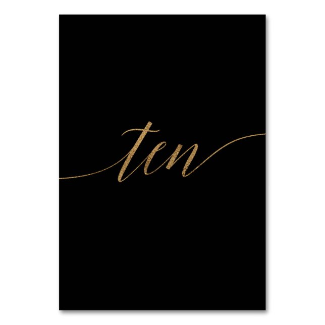 Table Élégante Gold Noir Calligraphie Dix Numéro de tabl (Par défaut)