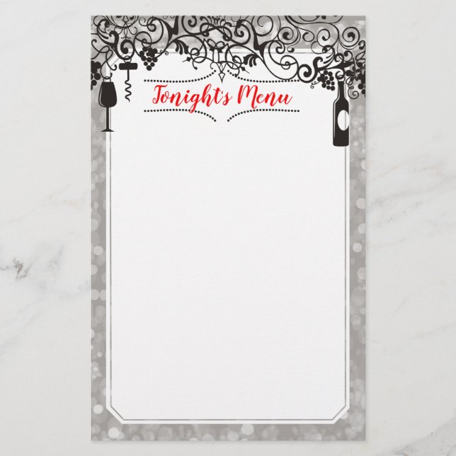 Table et vin menu dégustation papeterie en-tête (Devant)