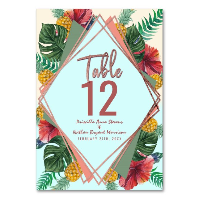 Table Été Tropical Pineappa Leaf Floral Numéro de tablea (Par défaut)