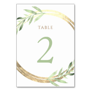 Table fausse feuille et feuilles verts Numéro de tableau