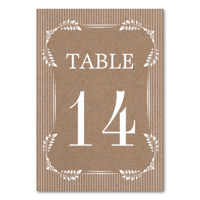 Table Feuilles blancs, mariage papier kraft numéro de ta (Par défaut)