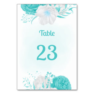 Table fleuris blancs turquoise numéro de tableau botaniq