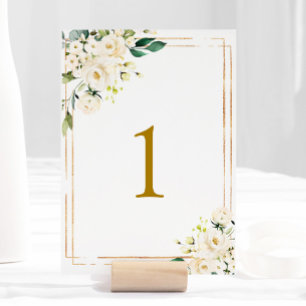Table Fleurs blanches Tableau 1 Mariage Numéro de tablea
