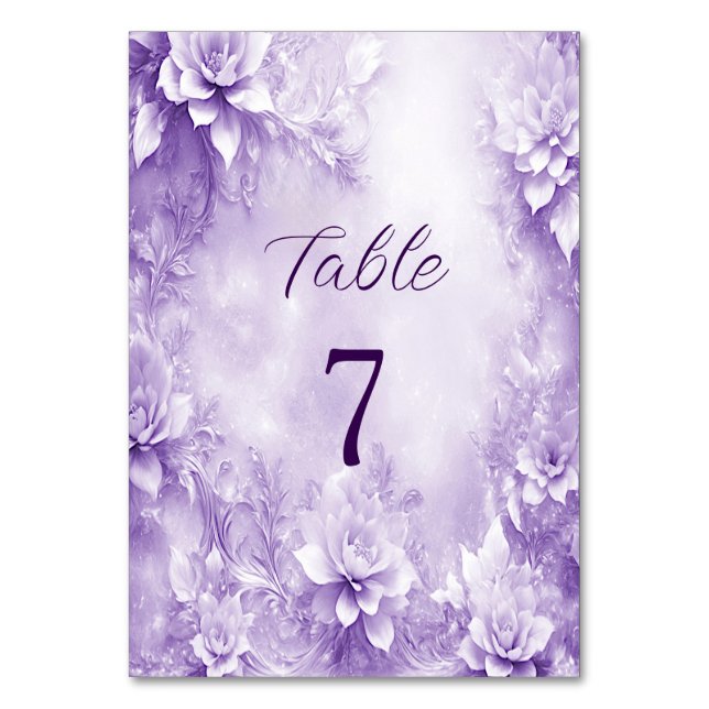 Table Fleurs blanches violettes Numéro de tableau (Par défaut)