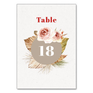 Table Fleurs du désert boho fleuri mariage numéro de tab