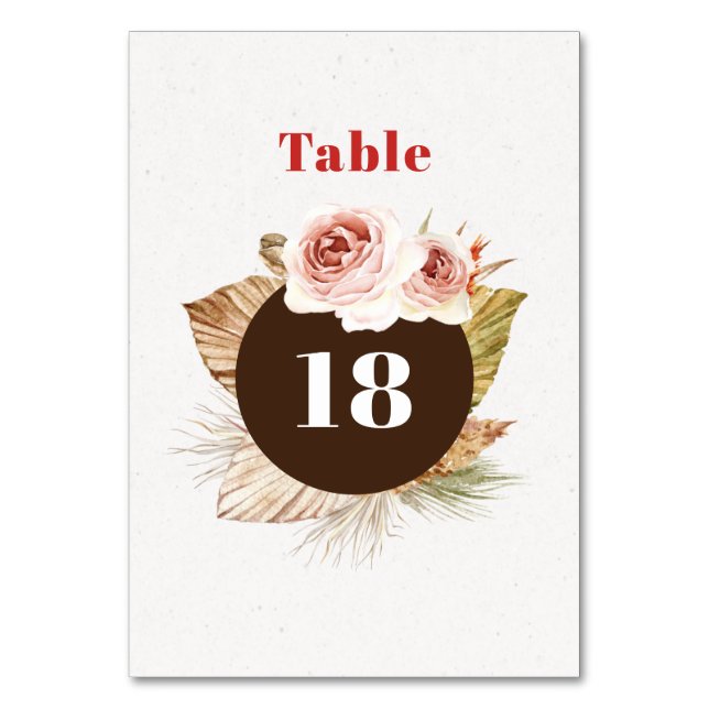 Table Fleurs du désert boho fleuri mariage numéro de tab (Par défaut)