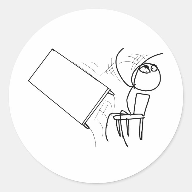 Table Flip Flipping Rage Face Meme Classic Round Sticker (Front)