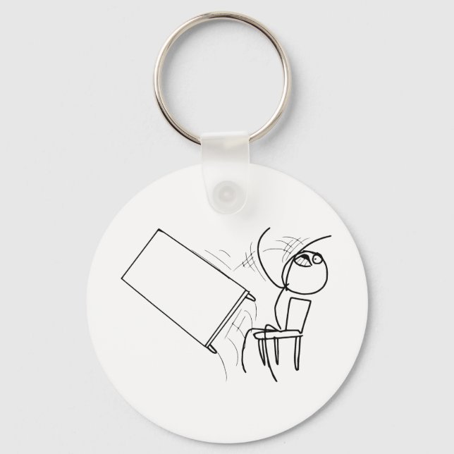 Table Flip Flipping Rage Face Meme Keychain (Front)