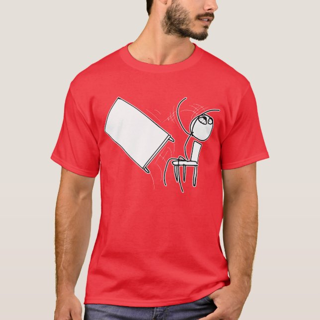 Table Flip Flipping Rage Face Meme T-Shirt (Front)