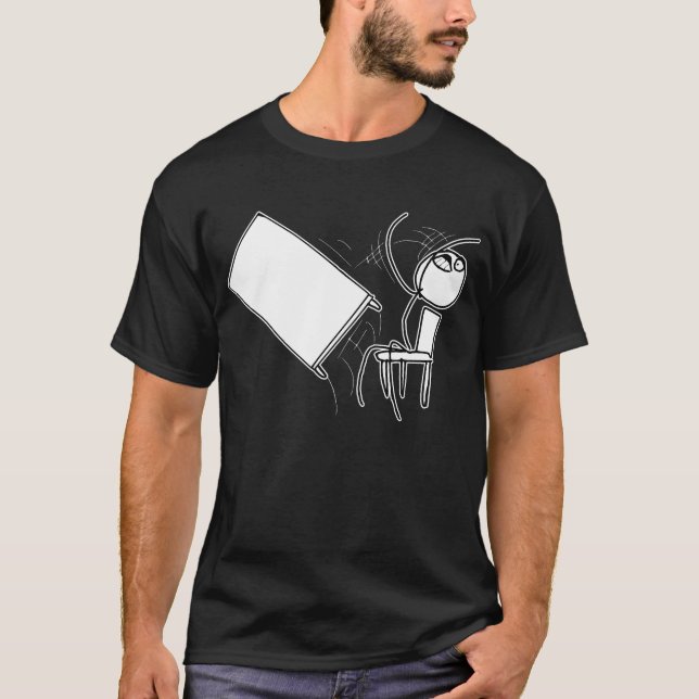 Table Flip Flipping Rage Face Meme T-Shirt (Front)