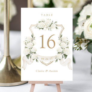 Table Floral Elegant Blanc Hydrangea Crest Numéro de tab