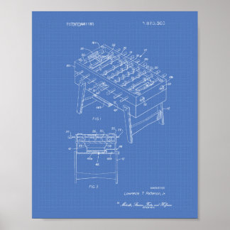 Table Football Game 1975 Patent Art Blueprint Poster