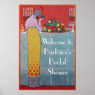 TABLE LADY AND FRUITS SET ART DÉCO WEDDING SHOWER