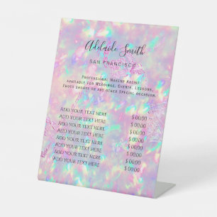 Table liste de prix opale brillante SIGNE POUSSIÈRE