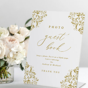Table Livre d'or photo élégant en or Signe de mariage