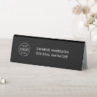 Logo d'entreprise | Plaque de bureau noire moderne