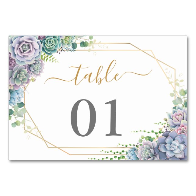 Table Mariage botanique Succulent Numéro de tableau (Devant)