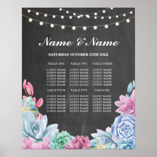 Table Mariage Chalk Succulents Poster Siège