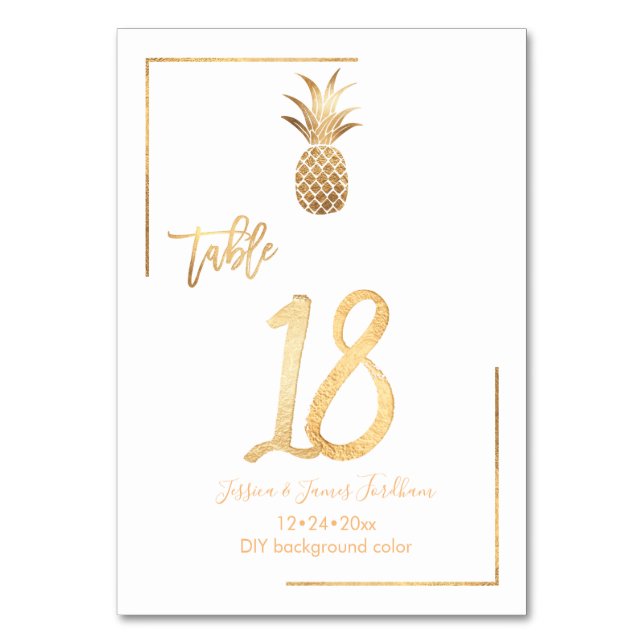 Table Mariage d'ananas en or Faux Numéro de tableau 1-10 (Par défaut)