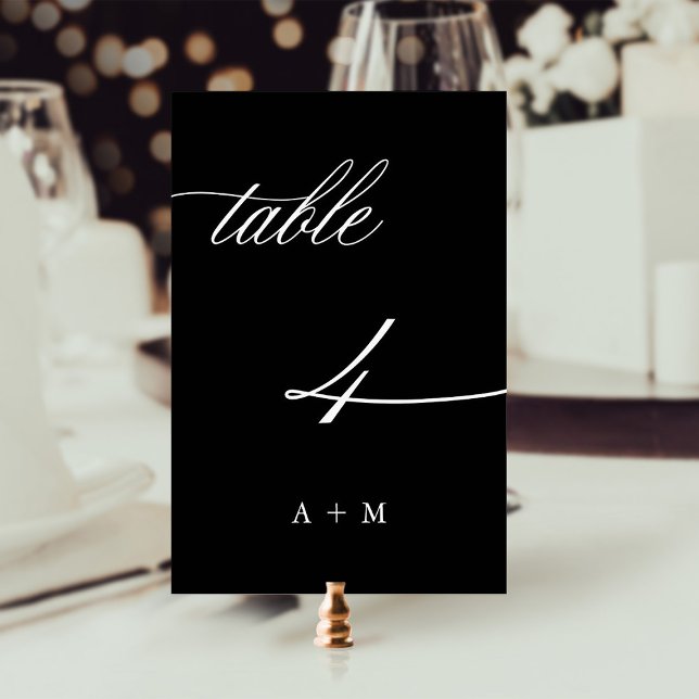 Table Mariage de calligraphie romantique numéro 4, noir (Créateur téléchargé)