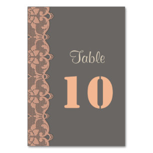 Table Mariage de dentelle gris de pêche vintage Numéro d