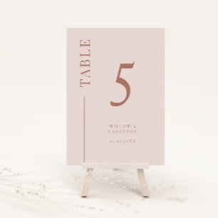 Table Mariage de ligne blanche rose vierge Numéro de tab