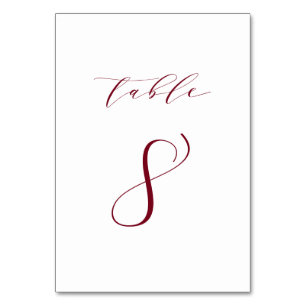 Table Mariage de script minimaliste rouge Numéro de tabl