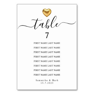 Table Mariage de typographie moderne simple Numéro de ta