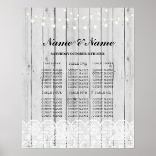 Table Mariage Dentelle rustique Gris Bois Poster S