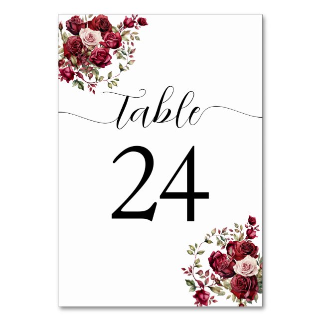 Table Mariage floral de Bourgogne Numéro de tableau (Par défaut)